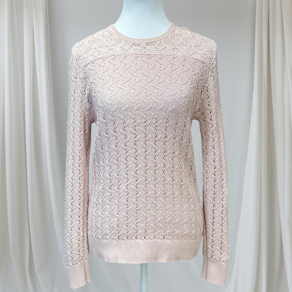 The Kooples Pink Crochet Pointelle Sweater Womens S